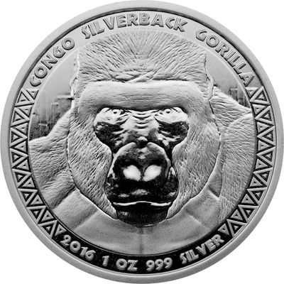 Strieborná investičná minca Kongo Gorila 2016 1 Oz