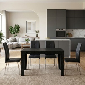 TopMebel Трапезен комплект 5 части Darlen - Alma TopMebel sencron в черен цвят - черен 125x72x74cm