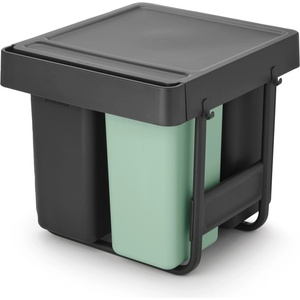 Brabantia Кош за отпадъци за вграждане SORT & GO, 2x 10 л + 1x 20 л, тъмносив / нефритенозелен, пластмаса, Brabantia (BRAB232541)