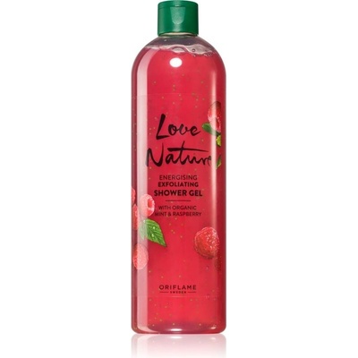 Oriflame Love Nature Organic Mint & Raspberry čistiaci peelingový gél s vôňou malín 500 ml