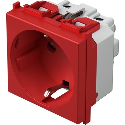 TEM Контакт шуко 2P+E 16A 2M, цвят Червен, Modul - VM10RD (VM10RD)