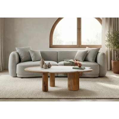 Bighome Organic Collection z indického palisandra prírodný pieskovaný lakovaný biely mramor 120x70x35