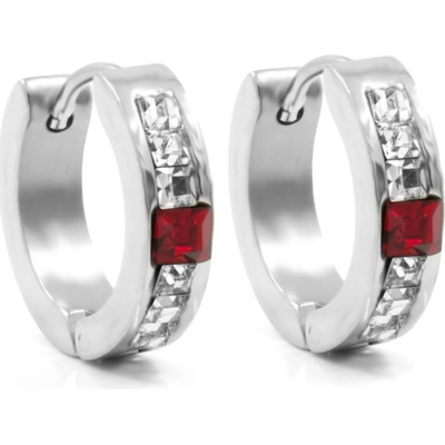 BRUNOshop.cz Náušnice kroužky s kamínky ČERVENÉ S3893