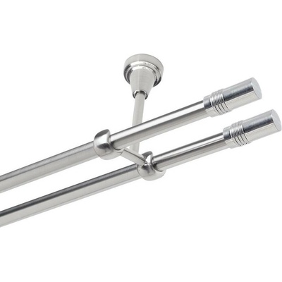 OK-GarnýžeCZ Garnýž kovová dvouřadá 19mm Cylinder double nerez 270 cm do stropu / na tunýlek - bez kroužků