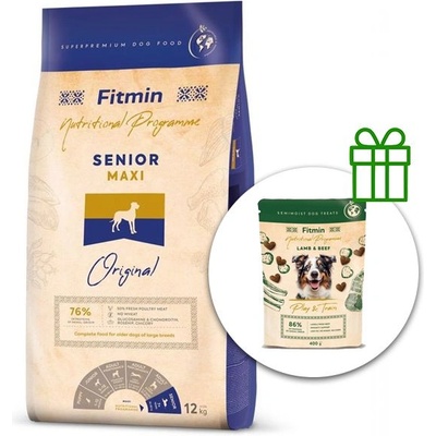 Fitmin MAXI Senior 12 кг + Fitmin Play&Train Агнешка & Говеждо БЕЗПЛАТНО