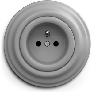 Kliklap - Ретро стенен контакт с рамка, 230 V, сив (KA0052F)