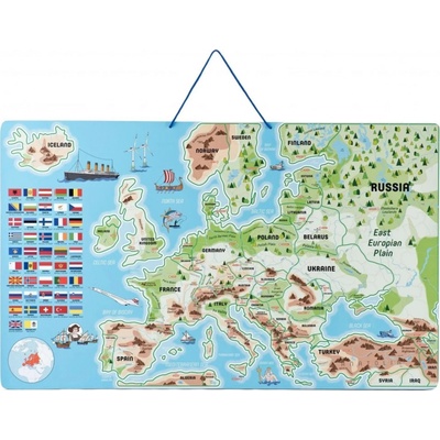 Magnetická mapa EVROPY, společenská 3 v 1 v AJ