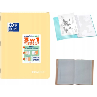Oxford easyBook Pastel Zošit 3v1 A5 linajkový s okrajom mix