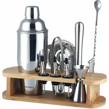 KLAUSBERG Комплект за коктейли Klausberg KB 7582, 17 части, Бамбукова стойка, Инокс (9999KB7582)