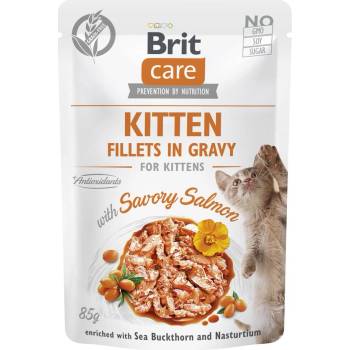 Brit Care Kitten Fillets in Gravy with Savory Salmon Enriched with Sea Buckthorn and Nasturtium 12 x 85 g