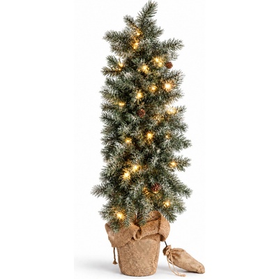 Aga Umelý vianočný stromček v kvetináči 85 cm zasnežený s LED osvetlením
