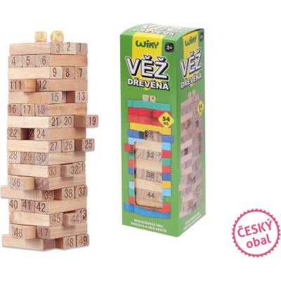 Dřevěná věž s čísly 54 dílků