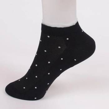Image 1 of Дамски черни чорапи с бели точици и дантела