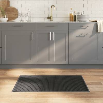 vidaXL Килим правоъгълен сив, 60x100 см, бамбук (376832)