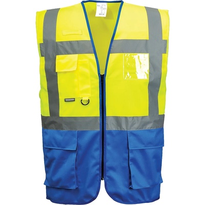 Portwest hi-vis warsaw executive c476 / Светлоотразителна жилетка - hv жълто/синьо xxl (c476yrbxxl)