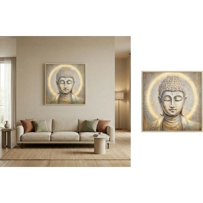 Budha obraz svietiaci - nástenný LED obraz podsvietený budhu - 83 × 83 cm