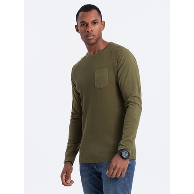 Ombre Clothing Мъжка основна тениска в цвят каки с джоб Ombre Clothing Ombre Clothing | Zelen | МЪЖЕ | L