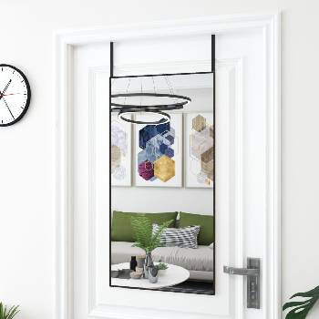 vidaXL Огледало за врата, черно, 50x100 см, стъкло и алуминий (327411)