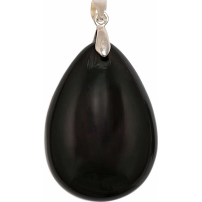 Nefertitis Obsidián černý nebeské oko přívěsek stříbro NF63460