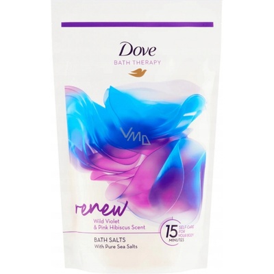 Dove Bath Therapy Renew soľ do kúpeľa Wild Violet & Pink Hibiscus 400 g