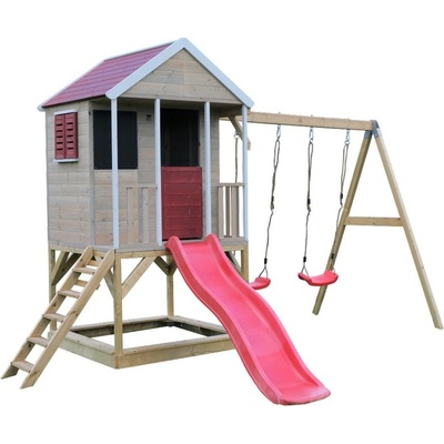 WENDI Adventure House s tabuľou, 2 hojdačkami a pieskoviskom