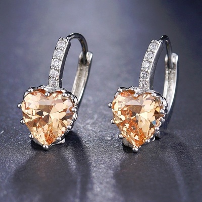 Sisi Jewelry náušnice Swarovski Elements Elizabeth Champagne srdíčko E1107-ET-402(9) Champagne