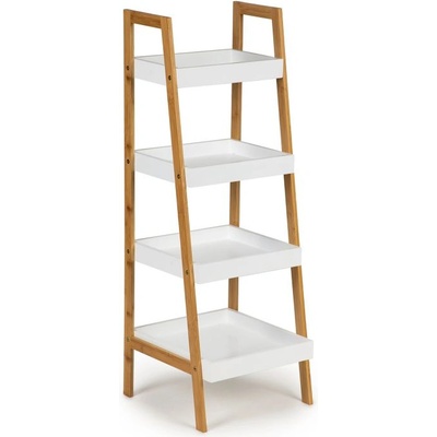 ModernHOME Етажерка 4 рафта MDF бял естествен бамбук, 98x36x34см (RH1908-08)