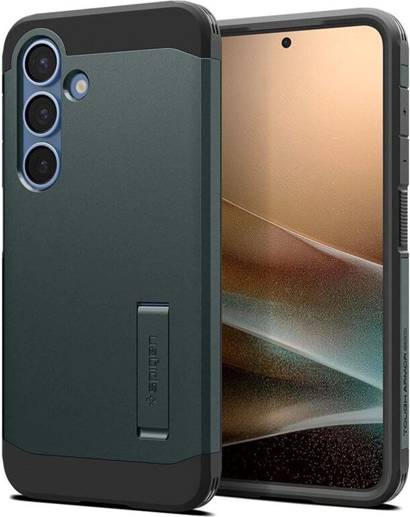 Spigen Magsafe Противоударен Калъф за Samsung S25 Plus, Spigen Tough Armor Case, Зелен (ACS08989)