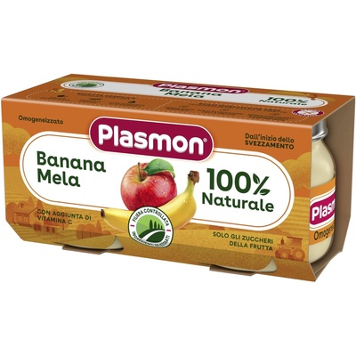 Plasmon Пюре банан с ябълка 6+м 2х80г