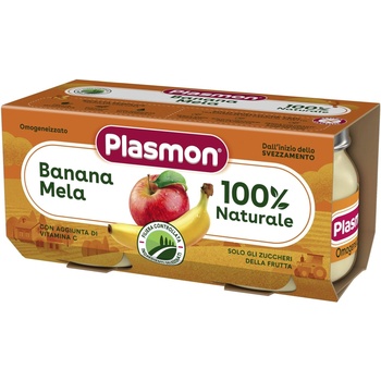 Plasmon Пюре банан с ябълка 6+м 2х80г