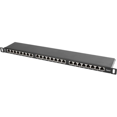 Lanberg patch panel 24 port 0.5U CAT. 6 shielded, black (PPS6-0024-B)