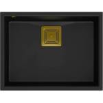 Quadron Unique David 50 композитна мивка за под плот, въглеродно черно - златно 55x42 см (HQD5542U7-G1) Мивка за вграждане