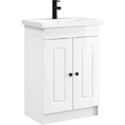 vidaXL Комплект мебели за баня Бял гланц 56 x 37, 5 x 81 см (3404168)