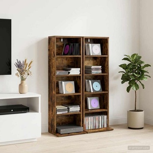 vidaXL Кабинет за CD 2 бр. Опушен дъб 33 x 23, 5 x 97, 5 см (8012699)