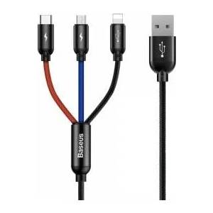Baseus USB Baseus Cable 3in1 USB-C / Lightning / Micro 3A 1, 2m Black
