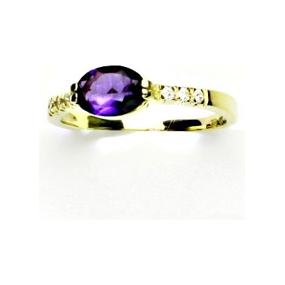 Čištín Zlatý přírodní tmavý ametyst žluté i bílé zlato VR 237