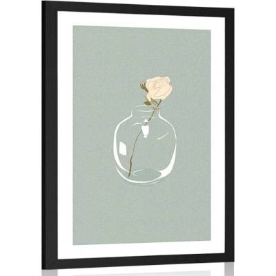 Plakát s paspartou květ ve váze v jednoduchém stylu - 60x90 black