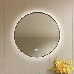 Inter Ceramic Кръгло огледало за баня Ф80 см, с кант матирано тъмно злато, LED осветление и нагревател (1855/80 Brushed Dark Gold)