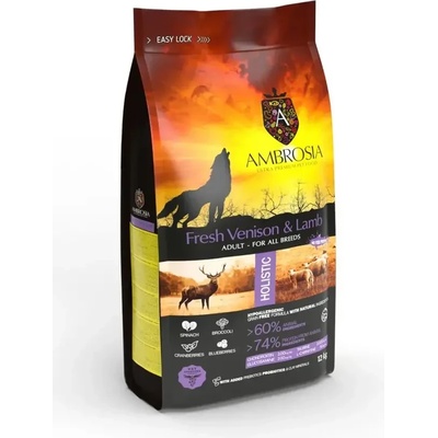 AMBROSIA Ultra premium All breeds adult прясно еленско и агнешко месо от всички породи