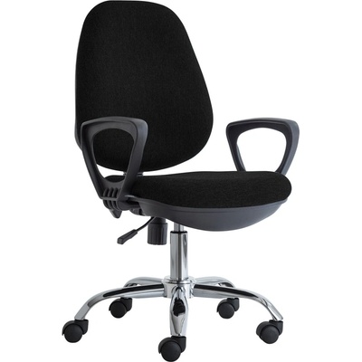 RFG Работен стол RFG Presto Chrome, до 120кг, дамаска, хромирана база, коригиране на височината, заключване в позиция, черен (A015/CHROME/25-21)