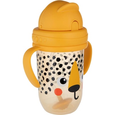 Canpol Неразливаща се чаша със сламка и дръжки Canpol - 270 ml, оранжева (56/617_ora)