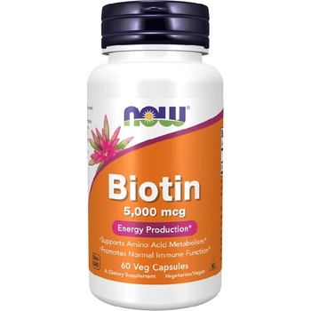 NOW NOW Biotin 5000mcg, 60 Veg Capsules