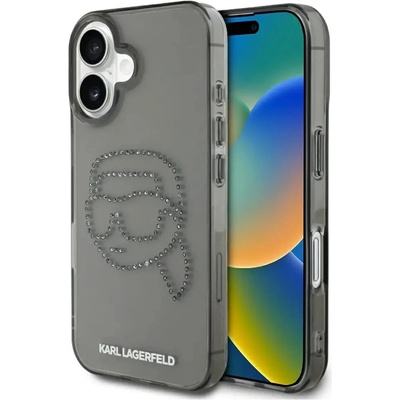 KARL LAGERFELD IML Rhinestones Karl Head Case за iPhone 16 черен (3666339358082)