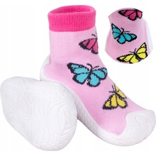 Dievčenské ABS topánky pre dieťa ponožky s gumovou podrážkou motýliky
