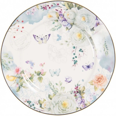 Clayre & Eef Porcelánový dezertní talíř Butterfly 19*2 cm