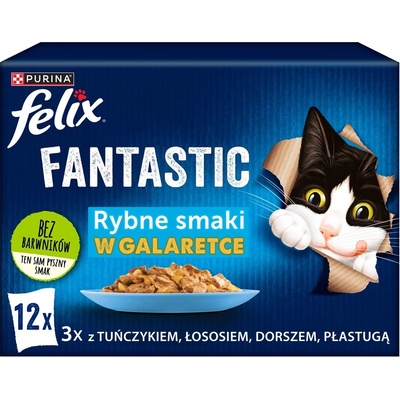 Felix Fantastické s tuňákem lososem treskou a platýsem v želé 12 x 85 g