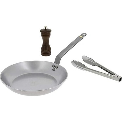 de Buyer Sada na steaky 5610.03 box STEAKLOVER MINERAL B pánev 26 cm mlýnek na pepř nerez kleště