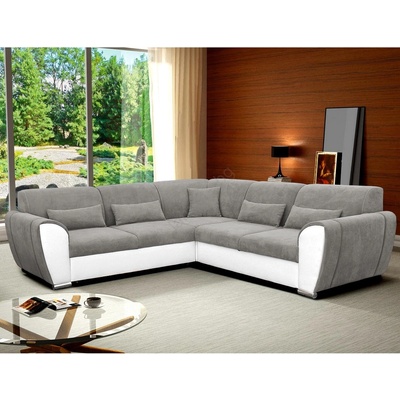 Filex Разтегателен ъглов диван с място за съхранение, l-образен viseu, ляв, сив/бял (ff0040)