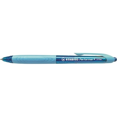 STABILO Химикалка, 0, 35 мм, с бутон, синьо тяло, STABILO "Performer+", синя 328/3-41 (328/3-41)