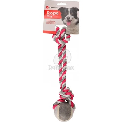 Flamingo Jim Pull Rope - въже с тенис топка, розова S